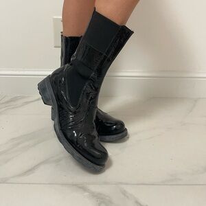 Black patent boots